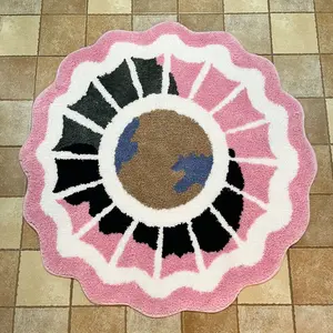 LAKEA Geographical World Map Round Tufted Rug Soft Thick Plush Educational Non-Slip Durable Easy Clean Kid Friendly Global Decor