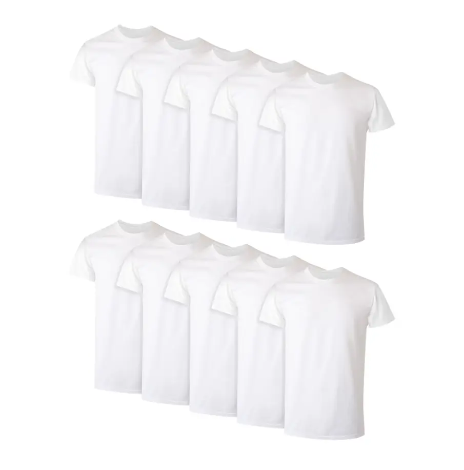 Hanes Men's Super Value Pack White Crew T-Shirt Undershirts, 10 Pack
