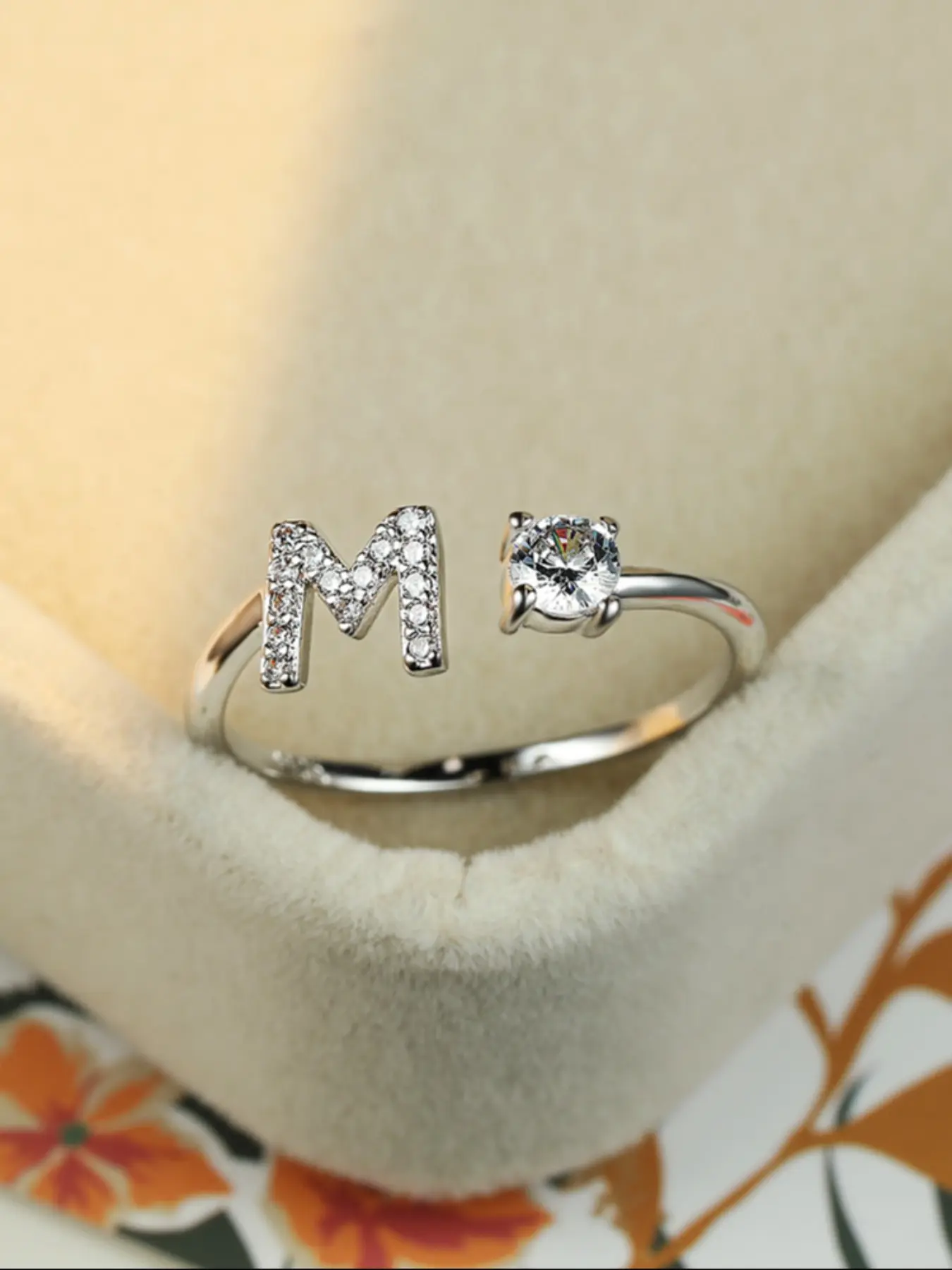 Heart & Letter Design Cuff Ring, Alphabet Design Ring, Adjustable Open Ring, Adjustable Opening Stackable Ring, Stacking Ring Gift for Women & Girls