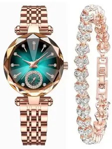 Women's Alloy Quartz Jewelry Watch & Bracelet Set, Casual Analog Wristwatch with Rhinestone Strap, Rhinestone Decorated Watch, Perfect Gift for Birthdays & Holidays