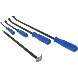 #00707 5-Piece Pry Bar Set – Heavy Duty Mechanic’s Prying Tools with Chisel Tip, Angled & Rolling-Head Bars – Carbon Steel Construction for Auto Repair, Demolition, and DIY Hand Tool Use