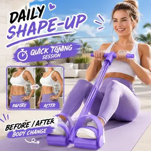 6-Tubes Tension Rope, Portable Pedal Resistance Trainer, Elastic Pedal Puller Resistance Band, Abdominal Exercise Equipment, Abdominal Workout Gear, Leg Stretching Slimming, At-Home Full Body Workout Tool