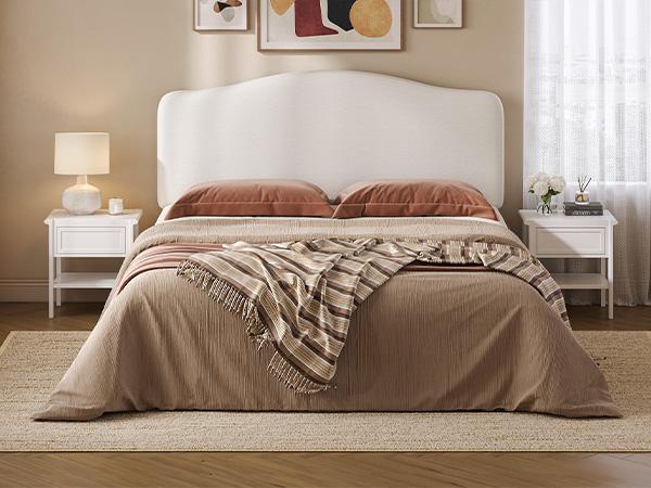 Pinmoco Upholstered Headboard for Bed, Height Adjustable and Memory Foam Arc-shaped Head Board【Headboard Only】 Pinmoco Upholstered Headboard for Bed, Height Adjustable and Memory Foam Arc-shaped Head Board【Headboard Only】