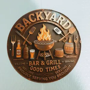 Backyard Grill Aluminum Sign - Vintage Outdoor Wall Decor for Patio & Garage