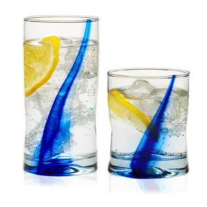 Libbey Blue Ribbon Tumbler and Rocks Drinking Glass Set of 8, Artisanal, Four-Dimpled Glass Cups Set, Clear Glassware Drinking Glasses for Daily Use