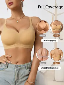 Women's Seamless Jelly Bra, Soft Support No Steel Cup, Full Coverage Wave Edge, Water Drop Latex Cups, Daily Wear Innerwear