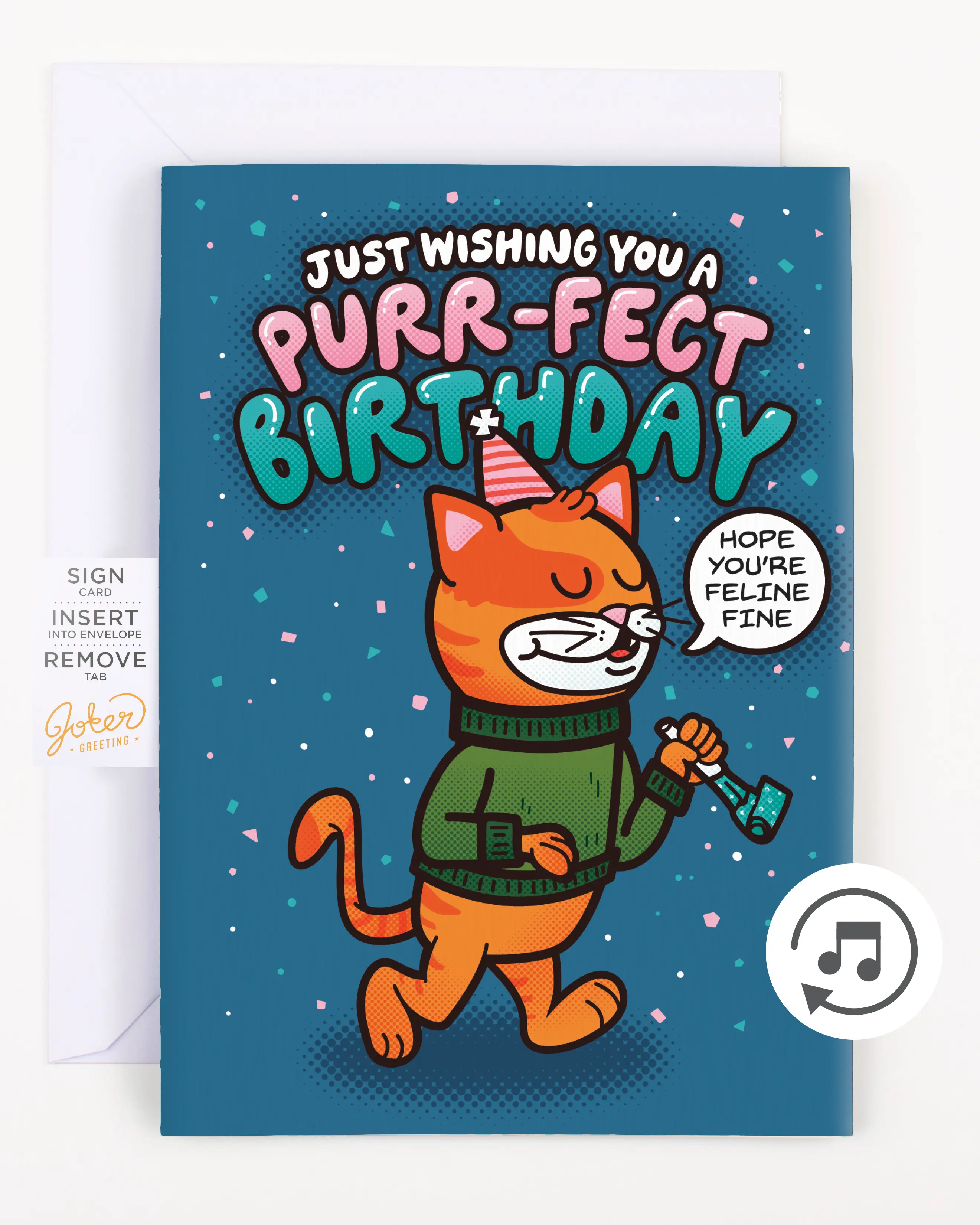Endless Cool Cat Birthday Card with Glitter - Greeting Card Prank