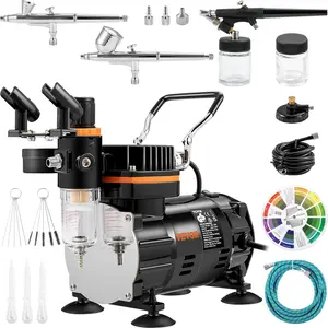 VEVOR Airbrush Ensemble,  , Expert Airbrush Kit with Compressor, Multi-Use Dual-Action Gravity Feed Airbrush System for Art, Nails, Cookies, Tattoos