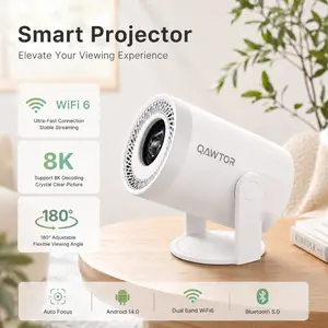Ultra-Bright 200 Lumens Portable Mini Projector – 4K Decoding Smart Projector with 0.9:1 Short Throw, 360° Focus Ring, Up to 235" Display for Home Theater, Bedroom & Travel