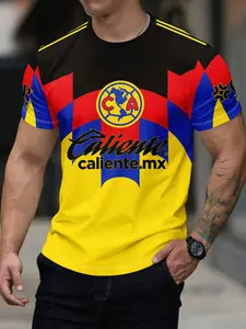 Mexico America Team Fan Commemorative Jersey, Blue Colorblock Fan Short Sleeve T-Shirt, Sporty Fitted Long Clothing, Lightweight Jersey, Sports Jersey