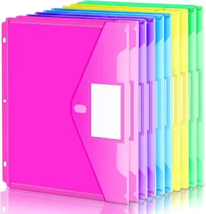 Binder Pocket Folders 10‑Pack – Back to School Super Heavyweight Plastic 3‑Hole Side‑Loading with Tight Closure, Organizer Dividers in Assorted Colors cute  school  supplies