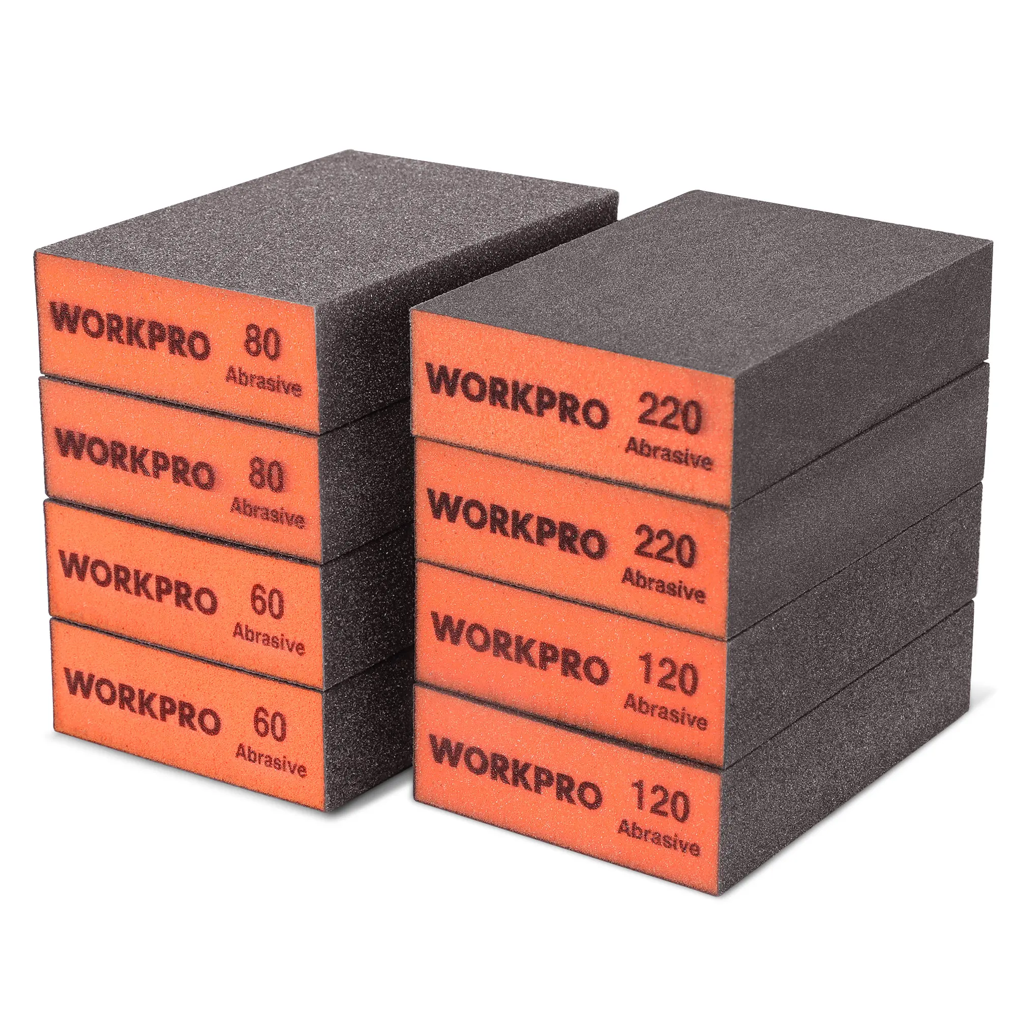 #summersale WORKPRO Sanding Sponge, 8 Pack Wet and Dry Dual-use Sanding Block, 60/80/120/220 Grit Assortment, Reusable Sandpaper Block for Wood, Metal, and Drywall