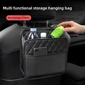 1 Piece PU Leather Car Seat Storage Bag - Car Backseat Organizer - Spacious, Durable, Easy-to-Clean Storage Bag for All Models - Keep your ride clean and protected with essential car accessories, Car Organization Supplies