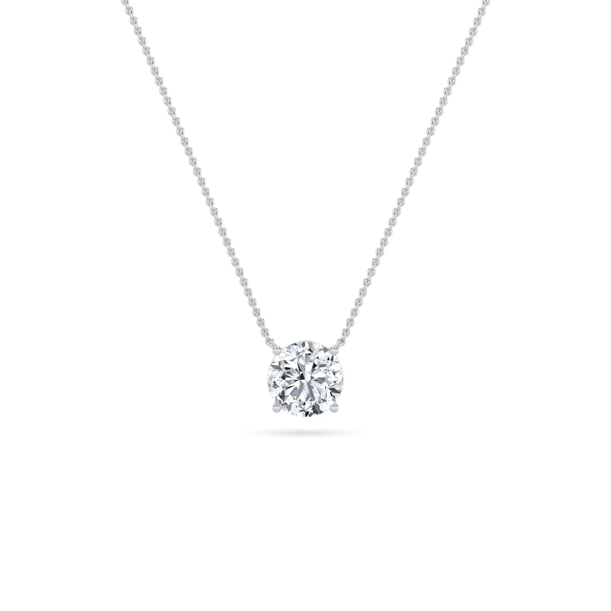 2.00ct 14K White Gold Round Diamond Pendant Necklace (IGI Certified)