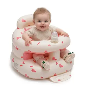 Upgraded Inflatable Baby Floor Seat with Safety Guardrails, Thicker Design, Built-in Air Pump for Babies 3-36 Mth