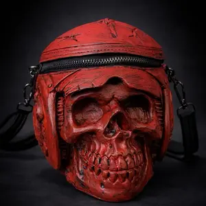 Women's Expressive Crossbody Bag - Red Edition, Unique Skull Motif Witchy-Themed Design, Bold Style, Handbag, SKU 3235, Expressive Women's Handbags