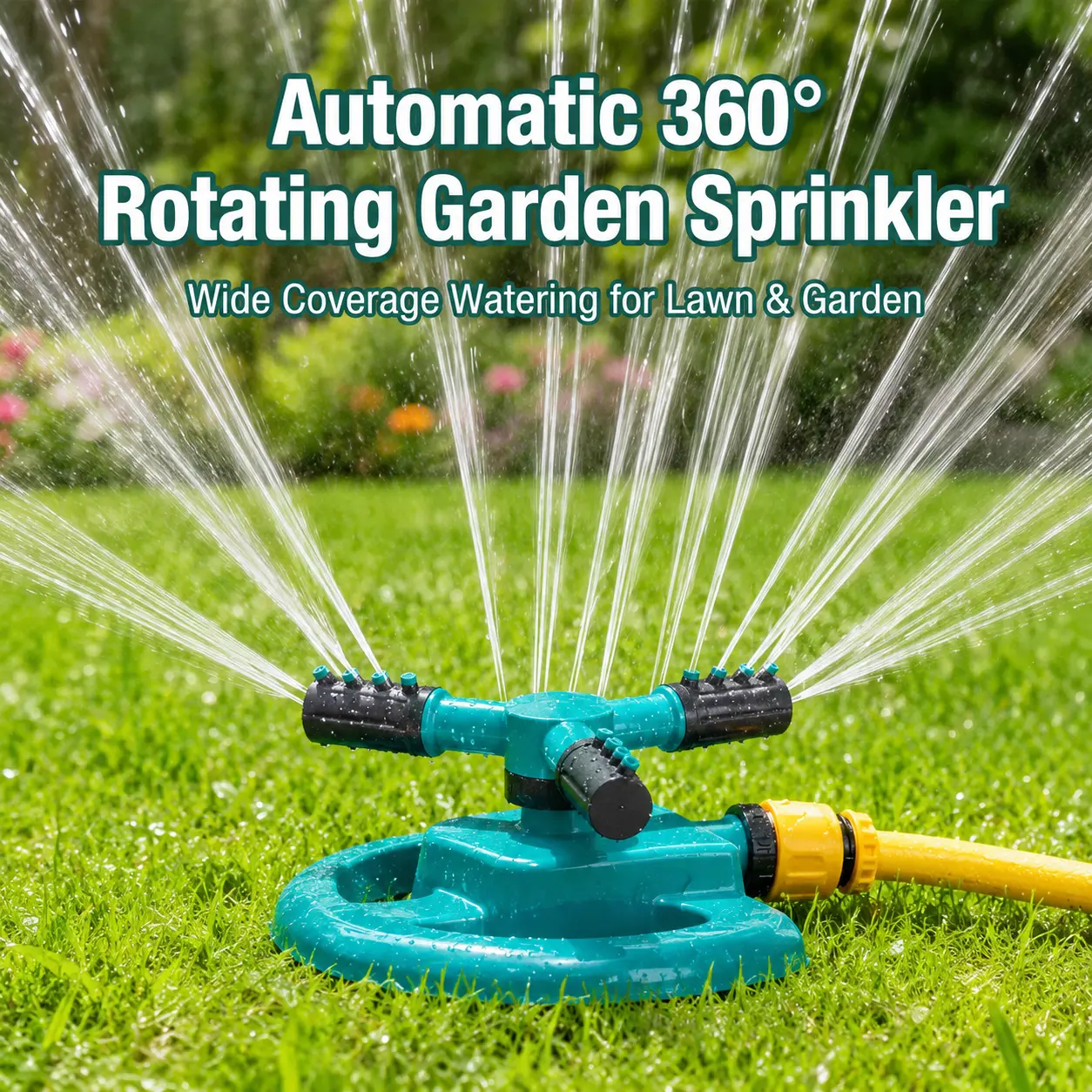 Automatic 360° Rotating Garden Water Sprinkler, Wide Range Irrigation Nozzle, Durable Outdoor Watering Tool Suitable for Lawn, Yard Green Plants and Flower Watering