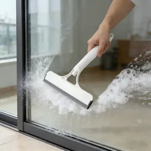 3 in 1 Spray Glass Cleaning Squeegee Kit, Window and Mirror Cleaner with Scrubber for Home, Bathroom and Auto Detailing, Available in White & Yellow