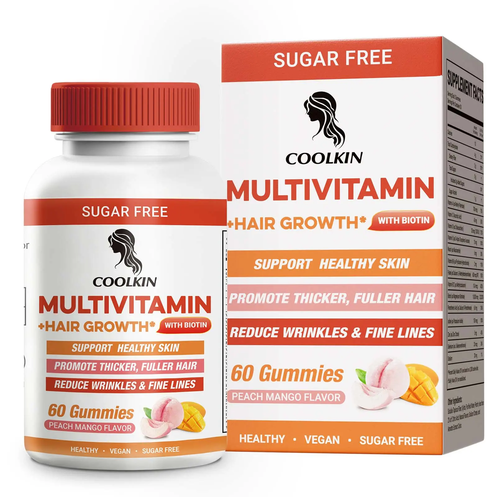 Multivitamin Hair Growth Gummies | 10000mcg Biotin & B Vitamins | Supports Thicker, Fuller Hair & Healthy Skin | Adult 18+ | 30-Day Supply Healthcare Beauty Supplement Edible Supplements