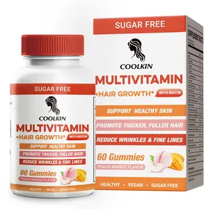 COOLKIN Multivitamin Hair Growth Gummies | 10000mcg Biotin & B Vitamins | Supports Thicker, Fuller Hair & Healthy Skin | Adult 18+ | 30-Day Supply Healthcare Beauty Supplement Edible Supplements