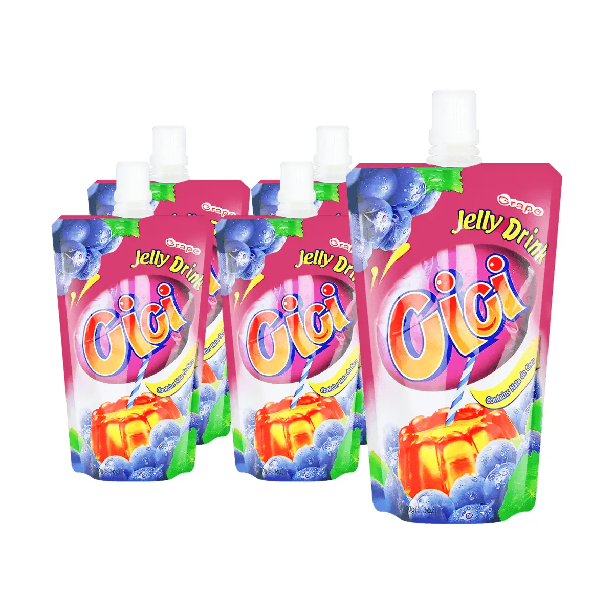 STRONGFOOD CICI Grape Jelly with Coconut Bits - 150g (5 Pack) - Refreshing Juice Snack