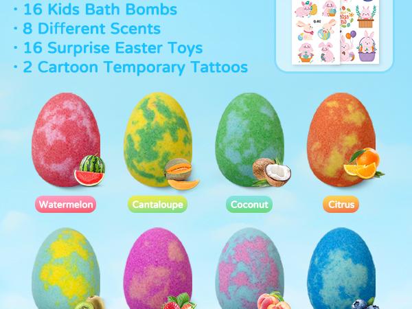 Bath Bombs for Kids, 16 Pack Easter Bath Bomb Set, Colorful Bath Fizzies for Boys & Girls, Easter Gifts Bath Bombs for Kids, 16 Pack Easter Bath Bomb Set, Colorful Bath Fizzies for Boys & Girls, Easter Gifts