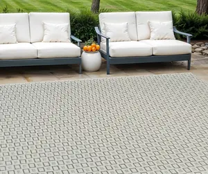 HomeRoots 558769 6x9 ft. Modern Geometric Distressed Decorative Rug, Cream & Beige Durable Indoor & Outdoor Rectangle Area Rug, Durable Area Rugs