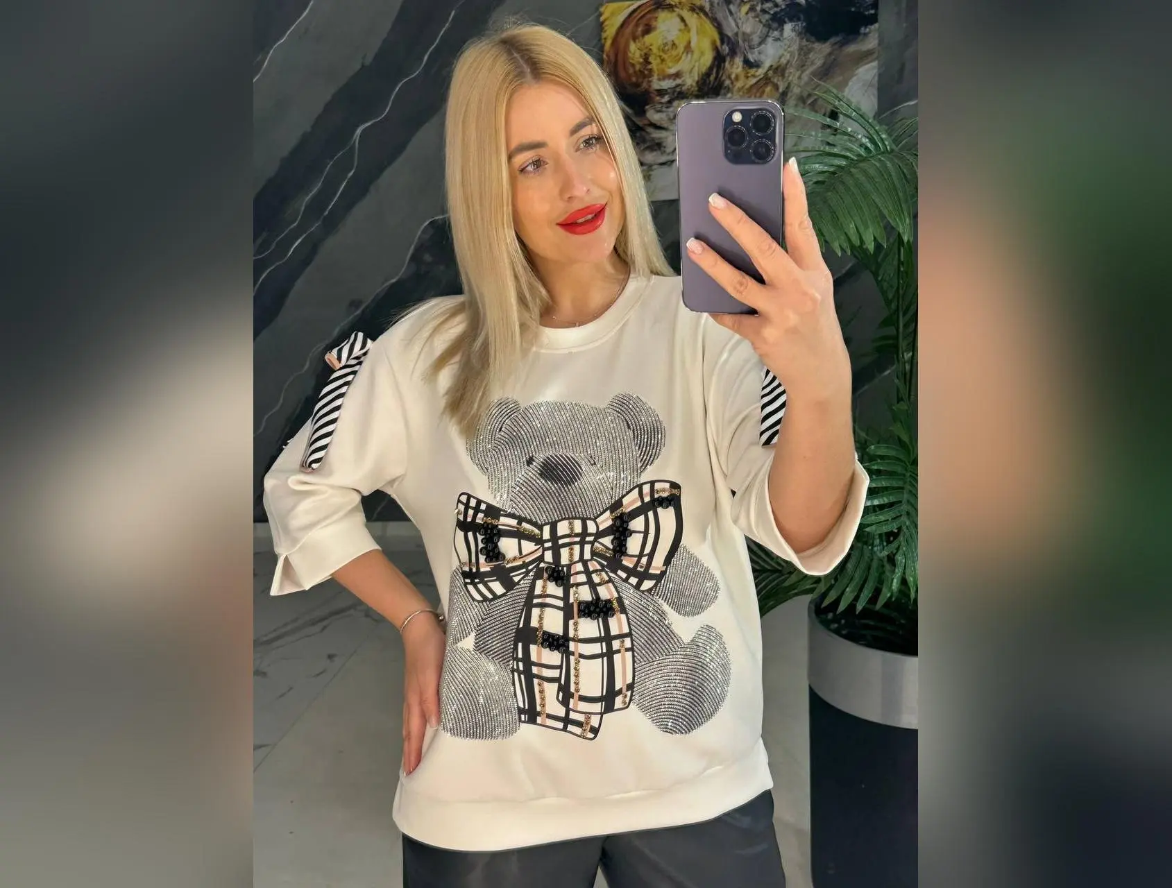 Lamaxx Rhinestone Teddy Bear Top
