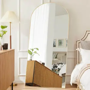 FurnishFlex  Floor Standing Mirror, Wall Mirror with Stand Aluminum Alloy Thin Frame floorlength mirror
