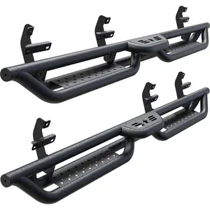Running Boards Compatible with 2015-2025 Ford F150 F 150, 2017-2025 Ford F250 F350 Super Duty SuperCrew/Crew Cab 4 Full Size Doors, 6" 2-Stairs Side Step Rails Coated Black Carbon Steel Nerf Bars