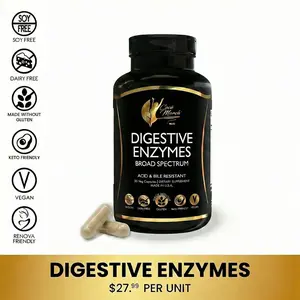 Coco March N.M.D Digestive Enzymes - 18 Powerful Enzymes For Digestive Support For Adults & Children - Acid And Bile Resistant - Dairy Free, Vegan - 600 Mg Proprietary Blend - 30 Capsules