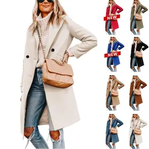 Women’s winter wool blend coat, casual, stand-up collar, single-breasted, peacock green, knee-length pea trench coat GARMENTARY