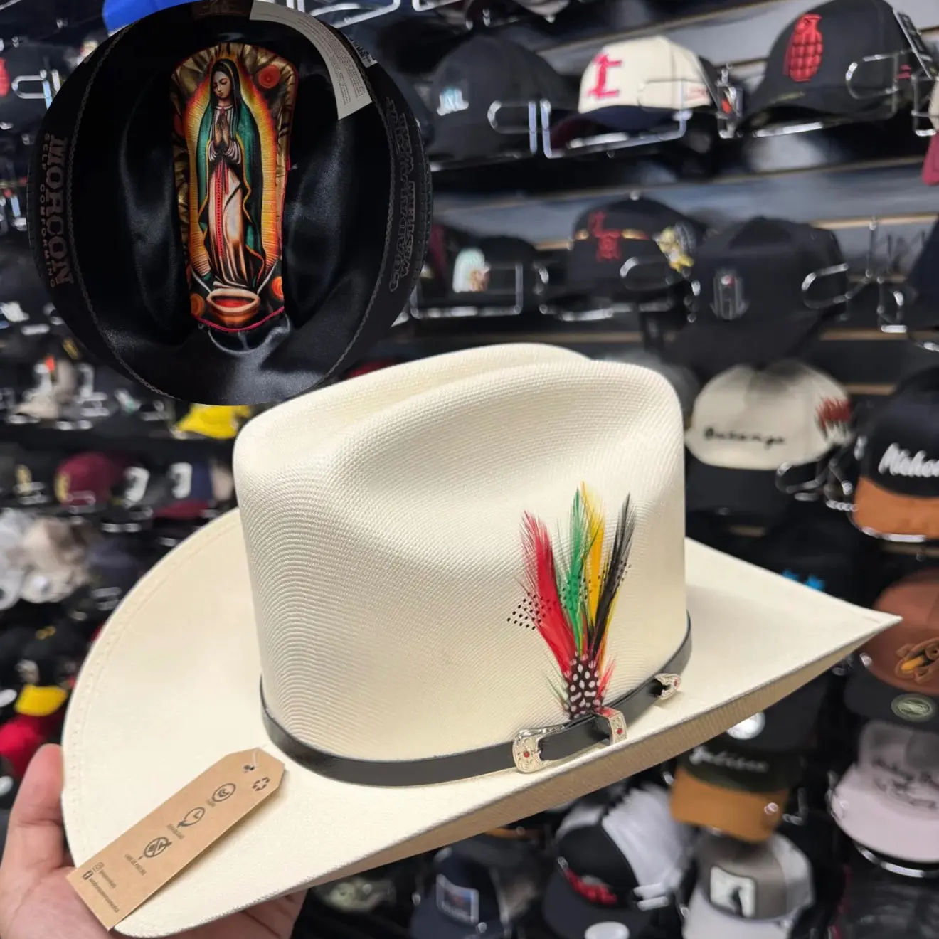 1,000X MILANO MEDIUM CROWN 4 3/4" BRIM 3.5" MORCON VIRGEN GUADALUPE