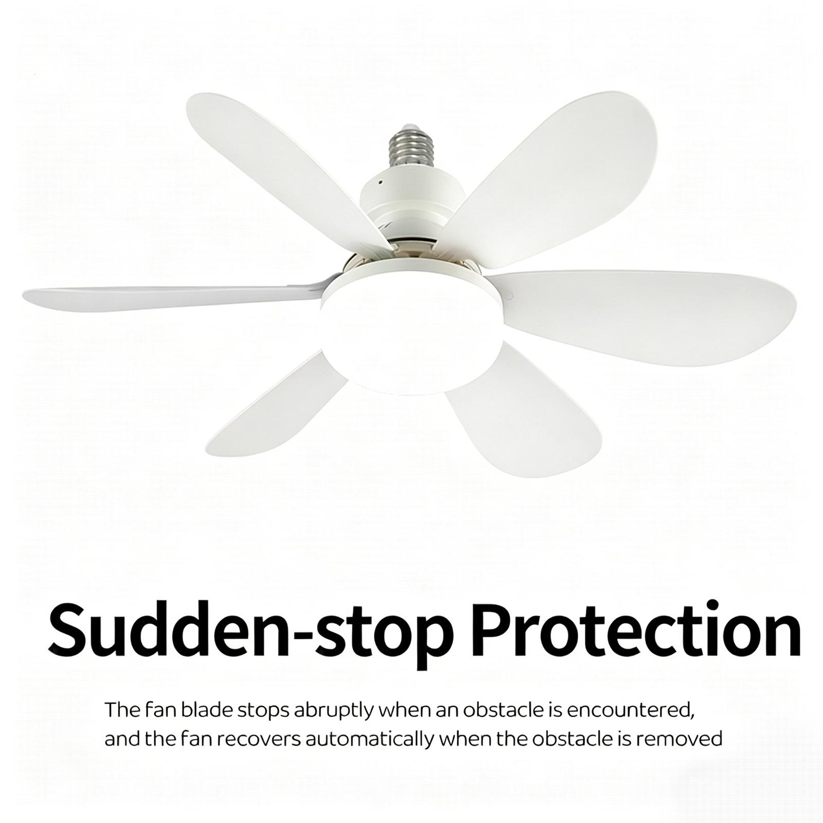 Socket Light Fan with Remote, Light Socket Ceiling Fan – Turbo Airflow, Whisper Quiet, Memory Function, Smooth Dimming, 1000 LM, CRI 80+, Screw-In Design for Small Rooms, Garages & Dorms