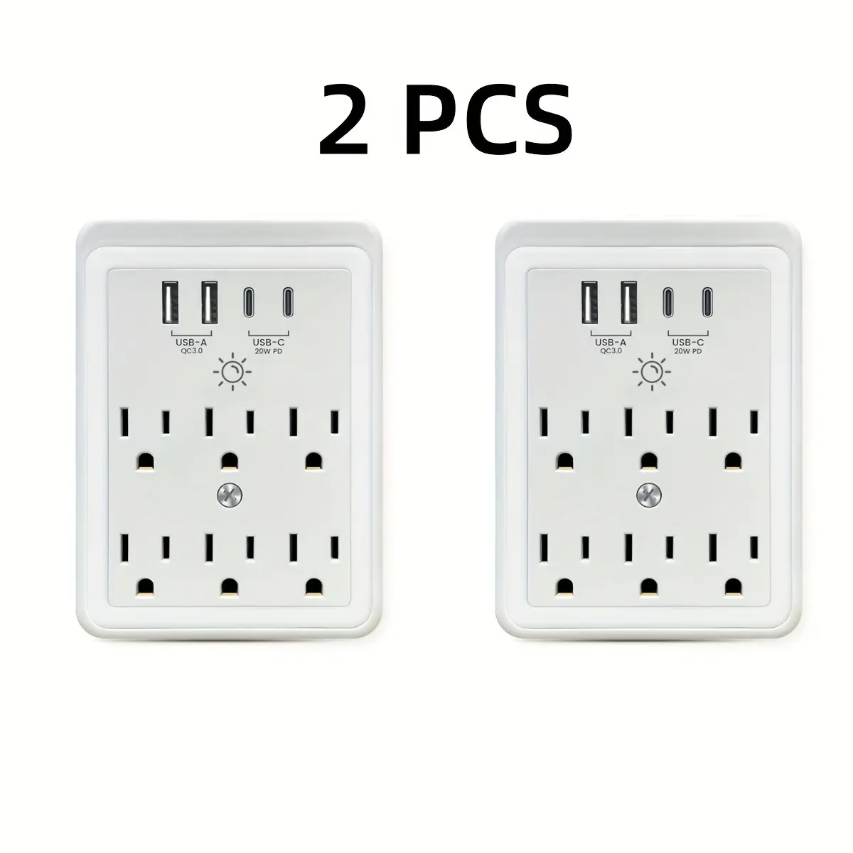 BEJUVG Multifunctional Power Strip - Charging Hub, Multi-Device Adapter, Outlet Extender with 6 Sockets, 4 USB Ports (2 USB-C Fast Charging), Night Light, Flat Wall Plug for Smart Home Use, Charging Hub Sockets, Multi-Device Adapter Sockets Usb Plug In