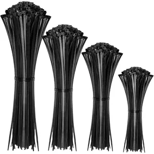 300 Pack Black Assorted Sizes 8+6+4 Inch Cable Zip Ties,Multi-Purpose Self-Locking Nylon Cable Cord Management,Plastic Wire Ties for Home,Office,Garden,Workshop