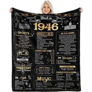 80th Birthday Gifts for Women Men - Back in 1946 - Best 80th Birthday Gifts 80 Year Old Birthday Gifts for Men 1946 Birthday Gifts 80th Birthday Decorations for Men Flannel Throw Blanket
