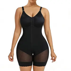 Women's Fajas Colombianas Shapewear Tummy Control Butt Lifter with Zipper Crotch Detachable Shoulder Strap Breathable Compression Garment Lace Adjusta