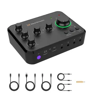 NearStream AMIX20B Audio Interface for Recording, Streaming, Podcasting, Gaming, Rechargeable Audio Mixer with Pro-Preamp, 8 Channel, XLR, 48V Phantom Power, Line & DI Inputs, Bluetooth, for PC & Smartphone