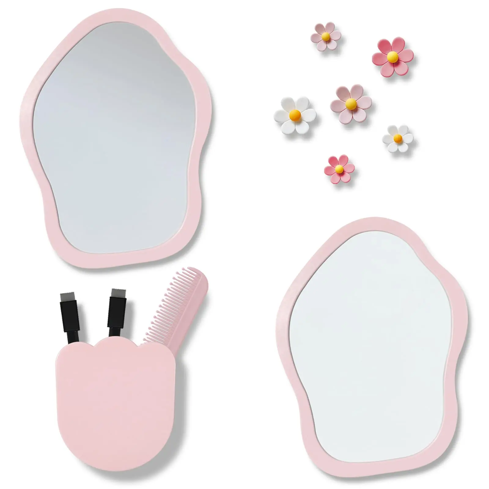 Magnetic Locker Accessories for Girls with Magnetic whiteboard, Locker Mirror and Magnetic Pen Holder, Pink Locker Decoration for School Locker, Back to School Essentials
