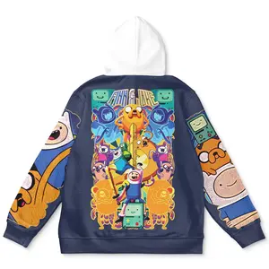 Jake the Dog and Finn the Human Adventure Time Streetwear Hoodie - Japanese Ape Anime Style Zip Up Hooded Sweatshirts Men Women Fashion Y2k Oversized Pullovers