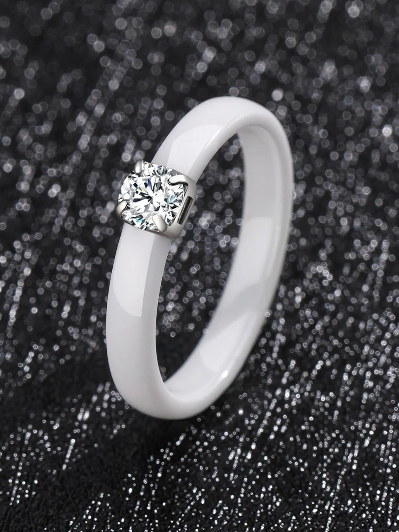 Minimalist Colorful Promise Rings for Women Elegant Ring Stackable Ceramic Wedding Band 3mm Thin Engagement Ring in Black White Pink Green
