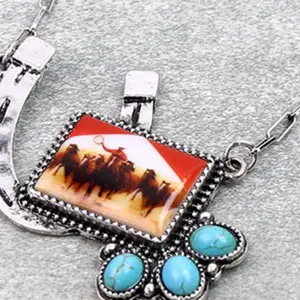 Western Portrait Horseshoe Necklace