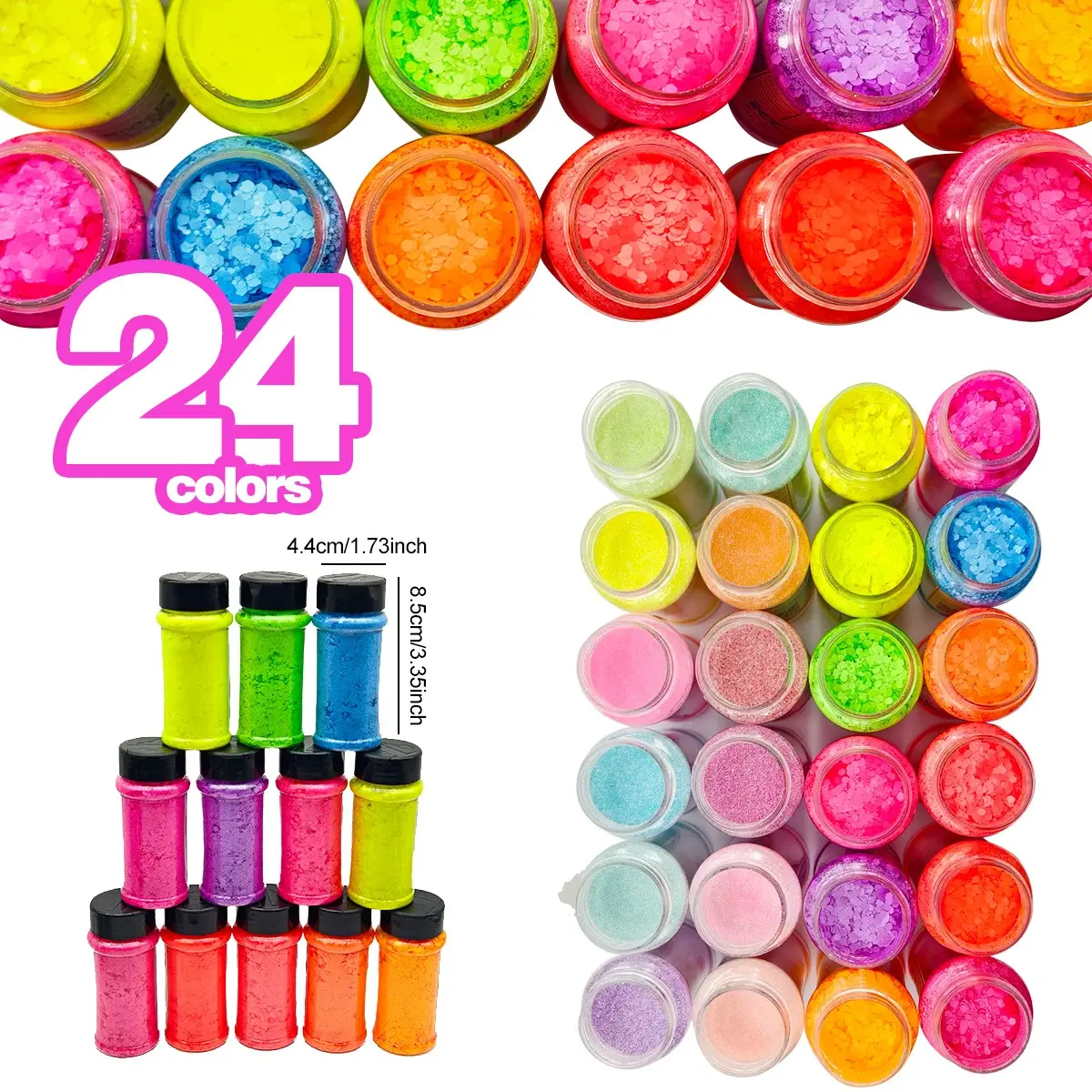 Set2-24 mix colors/Neon Glitter