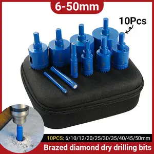 10PCS 0.24-2"(6-50MM) Diamond Drill Bits Set - Serrated Hole Saws for Glass, Tile, Marble, Granite, Stone, Porcelain - Tool for Masonry & DIY Abrasive
