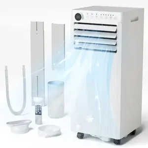 COWSAR 8000-10000 BTU Ultra Quiet Portable Air Conditioner, EasyCool Home AC Unit with Dehumidifier & Fan Mode, Cools Up to 350 Sq.Ft, with Remote Control, 24H Timer, Easy Install Kit for Apartment Bedroom, White