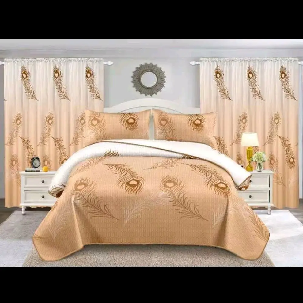 Bed Comforter Sets, 7-Piece Complete Bedroom Set with Curtains and Decorative Pillows