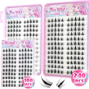Glue-Free False Eyelashes, 240/100curl, 0.07mm Thick, Cartoon Style Pointed Design, Natural Look Anime Cluster, No Glue Required
