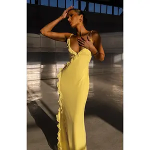 Nahanee Yellow Ruffle Maxi Dress