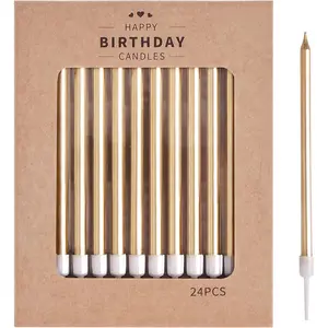 Champagne  Long Thin Metallic Birthday Candles,  Candles, Birthday Parties, Wedding Decorations, Party Candles